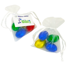 Organza Bag with Mini Solid Easter Eggs x4